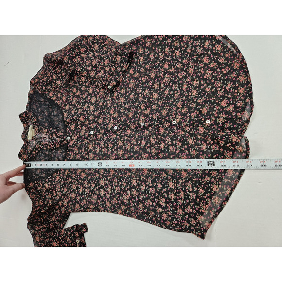 Y2K Sheer Blouse Women's Large Floral Button Front Top Fairy whimsygoth Lace - Picture 3 of 6